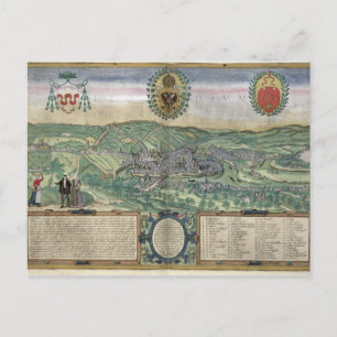 Cartão Postal Mapa de Liege, de Civitates Orbis Terrarum, por G
