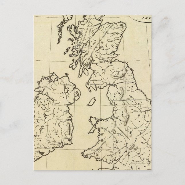 Cartão Postal mapa de linhas gerais das Ilhas Britânicas (Frente)