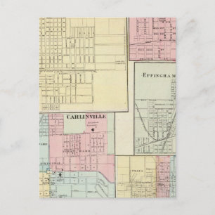 Cartão Postal Mapa de Litchfield, Carlinsville, Salem