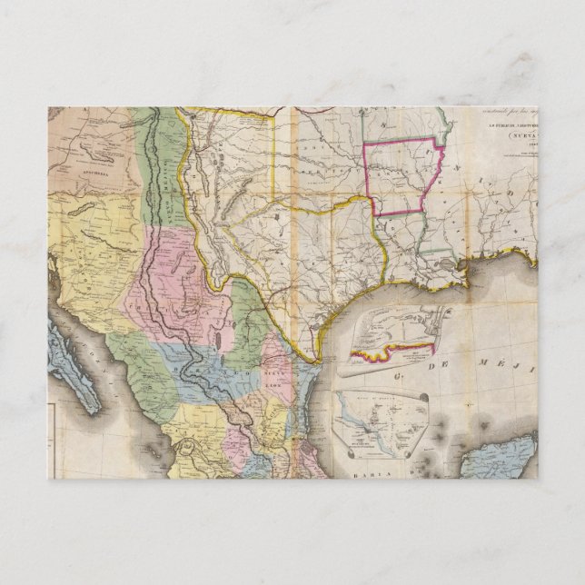 Cartão Postal Mapa de los Estados Unidos de Mejico (Frente)