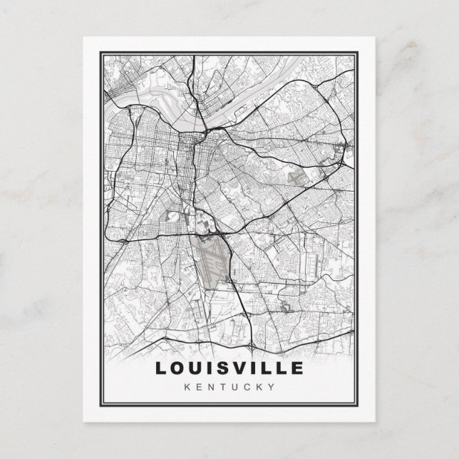 Cartão Postal Mapa de Louisville (Frente)