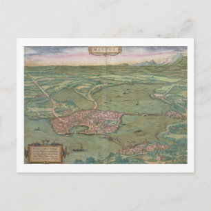 Cartão Postal Mapa de Mântua, de Civitates Orbis Terrarum, por