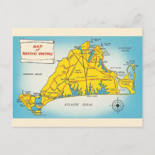 Cartão Postal Mapa de Martha's Vineyard 
