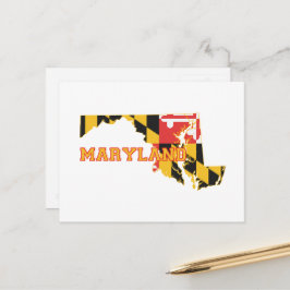 Cartão Postal Mapa de Maryland Nome de Sinalizador de Estado For