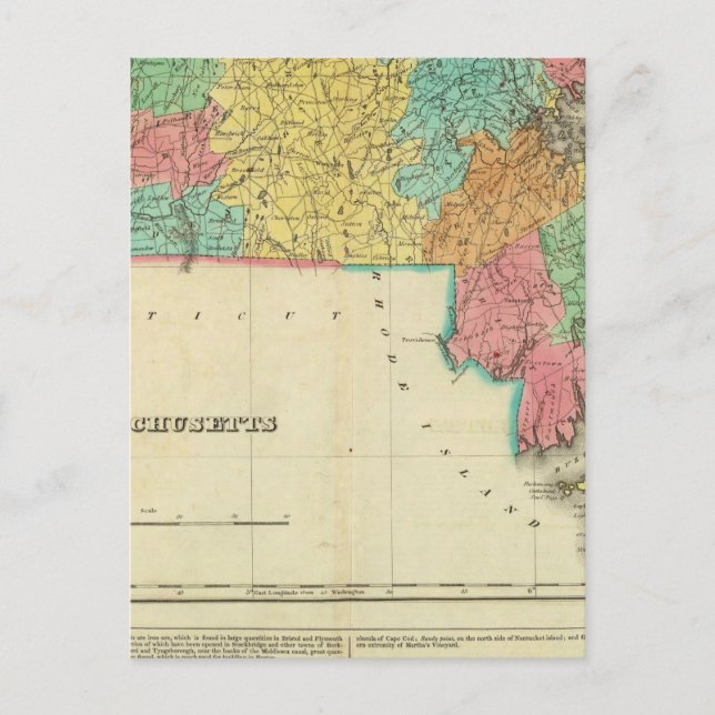 Cartão Postal Mapa De Massachusetts (Frente)