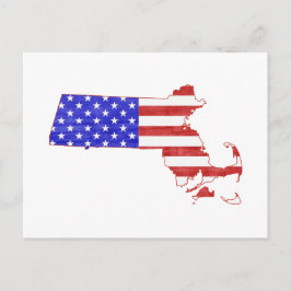 Cartão Postal Mapa de Massachusetts Formatou Bandeira Americana 