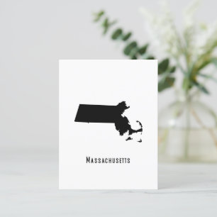 Cartão Postal Mapa de Massachusetts - Moderno Negro e Branco