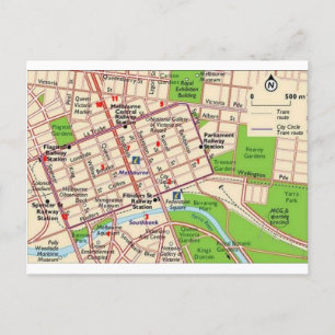 Cartão Postal mapa de melbourne cbd