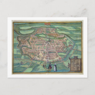 Cartão Postal Mapa de Metz, de 'Civitates Orbis Terrarum' de Ge