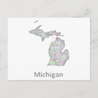 Cartão Postal mapa de Michigan