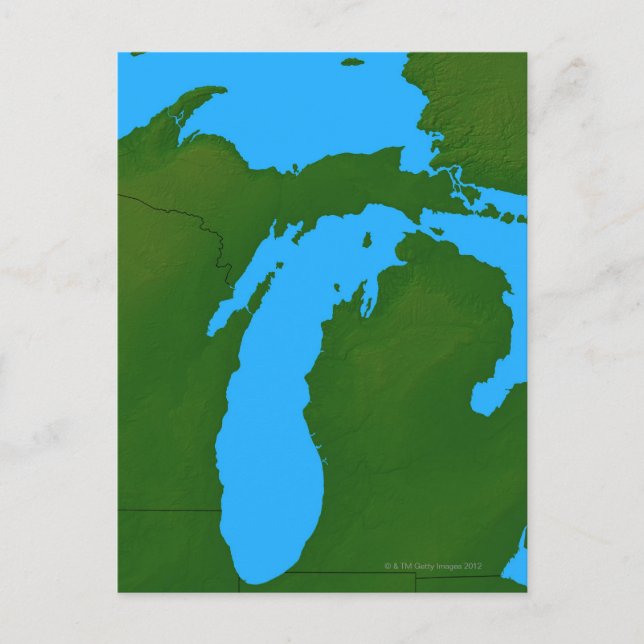 Cartão Postal Mapa de Michigan 3 (Frente)