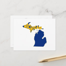 Cartão Postal Mapa de Michigan Moldou Palavra Arte Wolverine Sta