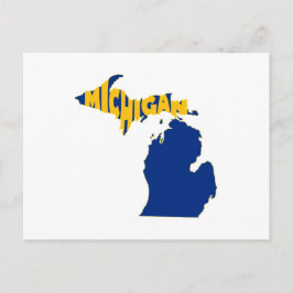 Cartão Postal Mapa de Michigan Moldou Palavra Arte Wolverine Sta
