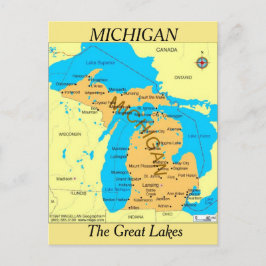 Cartão Postal Mapa de Michigan State
