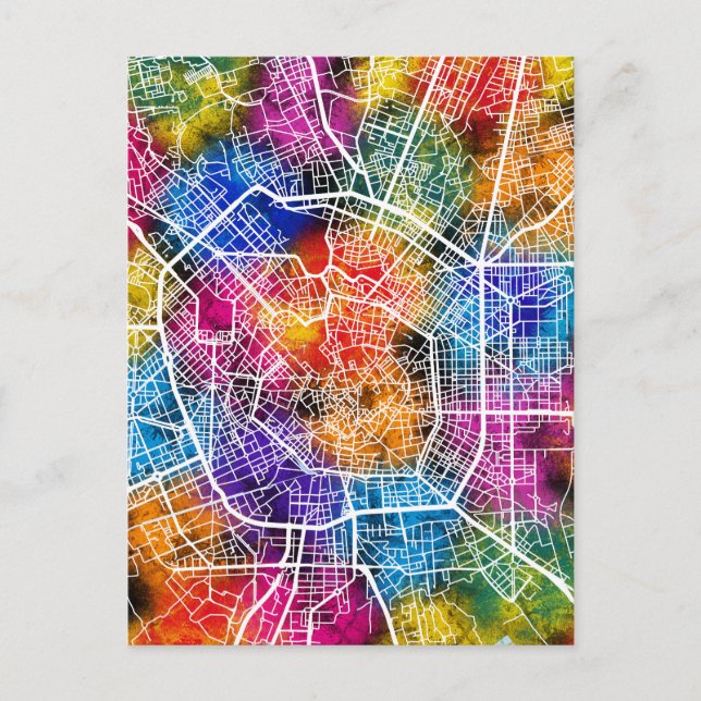 Cartão Postal Mapa de Milão Itália (Frente)