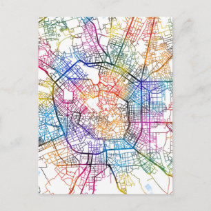 Cartão Postal Mapa de Milão Itália