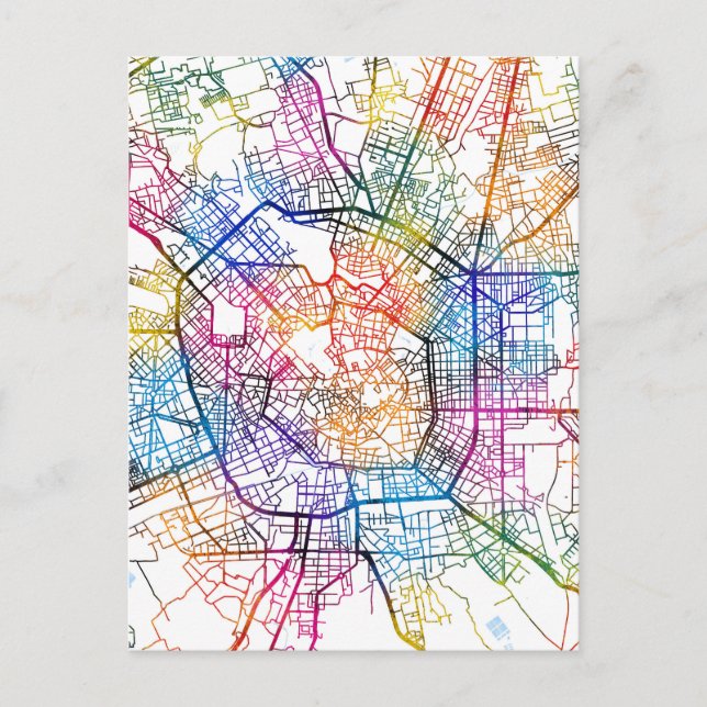 Cartão Postal Mapa de Milão Itália (Frente)