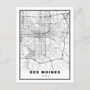 Cartão Postal Mapa de Moines Des