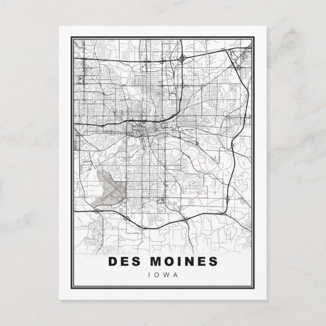Cartão Postal Mapa de Moines Des (Frente)
