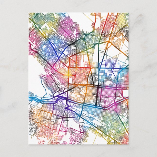 Cartão Postal Mapa de Monterrey Cidade do México (Frente)