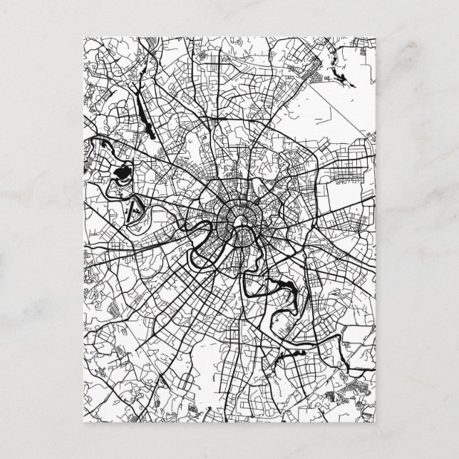 Cartão Postal Mapa de Moscou Rússia (Frente)