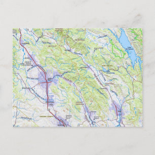 Cartão Postal Mapa de Napa para Healdsburg CA