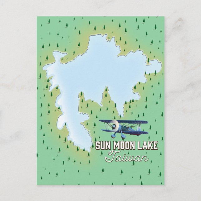Cartão Postal Mapa de navegação do Lago Sol Lua Taiwan (Frente)