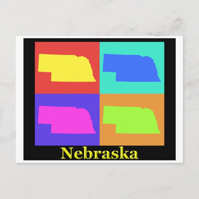Cartão Postal Mapa de Nebraska (Frente)