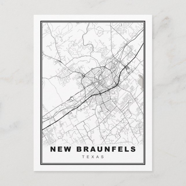 Cartão Postal Mapa de New Braunfels (Frente)