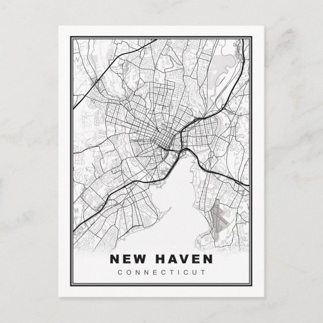 Cartão Postal Mapa de New Haven (Frente)