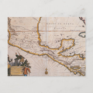Cartão Postal Mapa de Nova Espanha Nova Galiza e Guatemala, 162