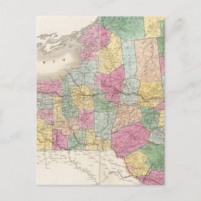 Cartão Postal Mapa de Nova Iorque (Frente)