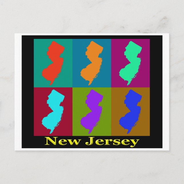 Cartão Postal Mapa de Nova Jersey (Frente)