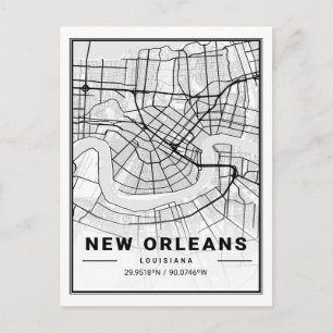 Cartão Postal Mapa de Nova Orleans Louisiana USA Viagem