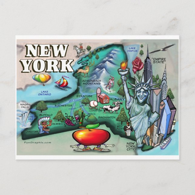 Cartão Postal Mapa de Nova York (Frente)