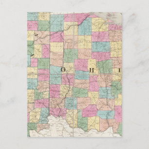 Cartão Postal Mapa de Ohio e Indiana