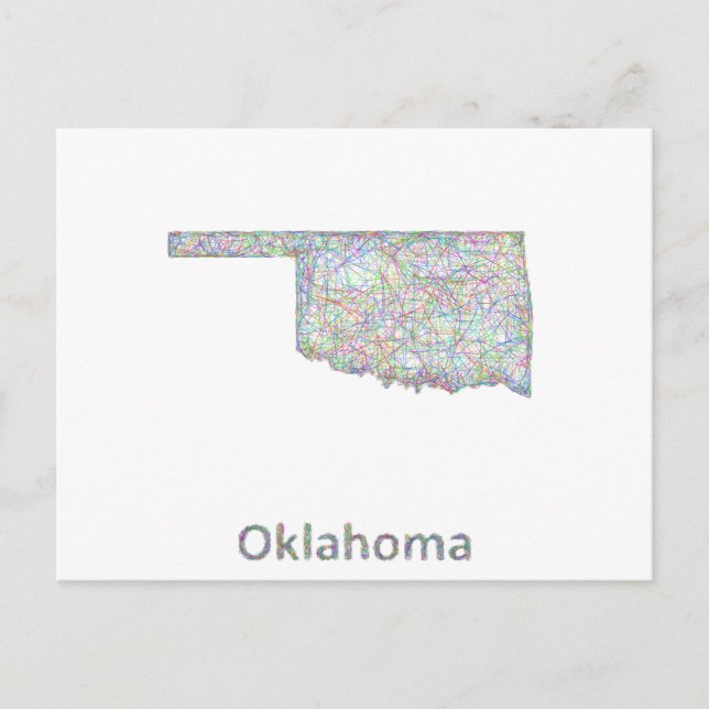 Cartão Postal mapa de Oklahoma (Frente)