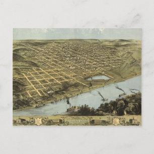 Cartão Postal Mapa de Omaha Nebraska visto de cima (1868)
