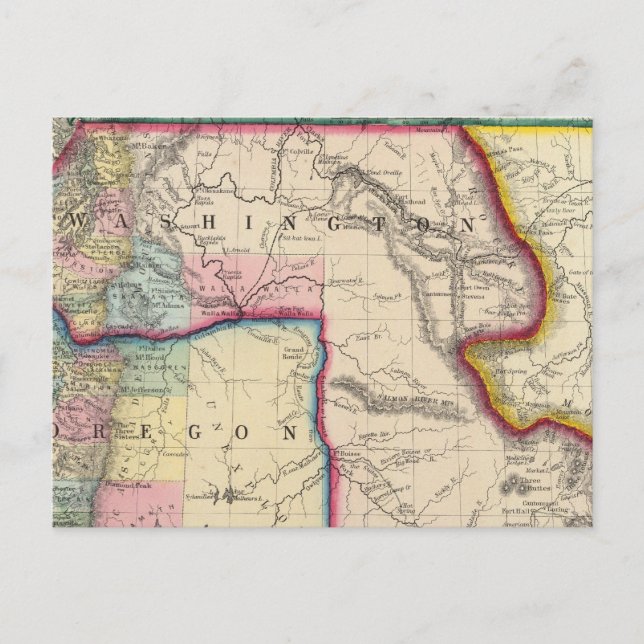 Cartão Postal Mapa De Oregon, Washington (Frente)