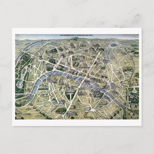 Cartão Postal Mapa de Paris durante o período das Marcas (Frente)