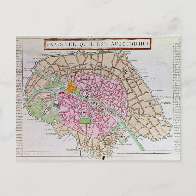 Cartão Postal Mapa de Paris, junho de 1800 (Frente)
