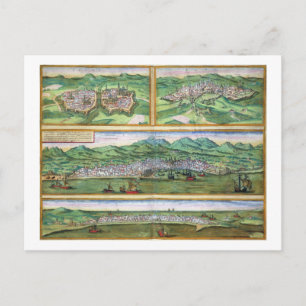 Cartão Postal Mapa de Parma, Siena, Palermo e Drepanum, de