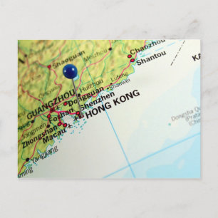 Cartão Postal Mapa de pinos de Hong Kong