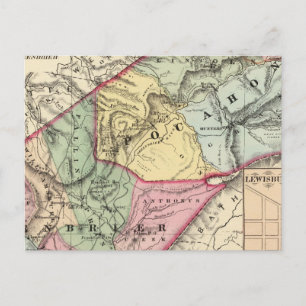 Cartão Postal Mapa de Pocohontas, condados Greenbrier