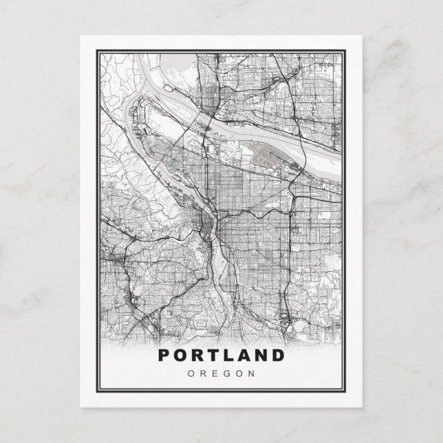 Cartão Postal Mapa de Portland (Frente)