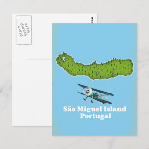 Cartão Postal Mapa de Portugal Ilha de São Miguel