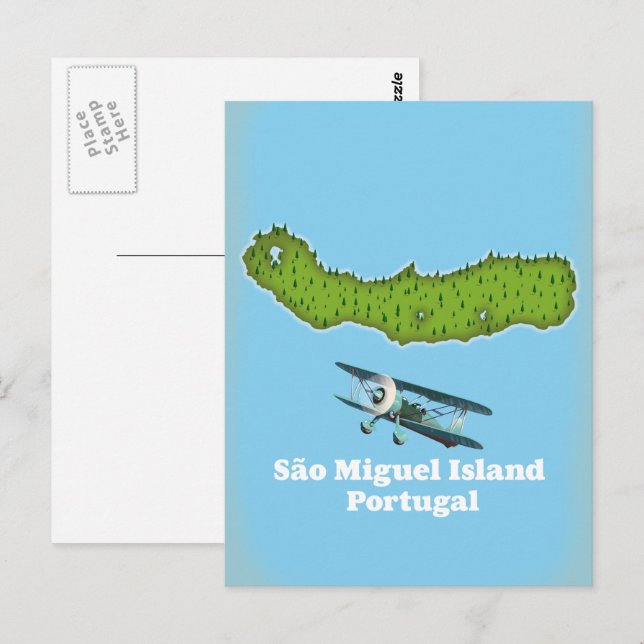 Cartão Postal Mapa de Portugal Ilha de São Miguel (Frente/Verso)