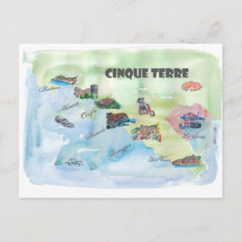 Cartão Postal Mapa de Poster Chinês Terre Itália