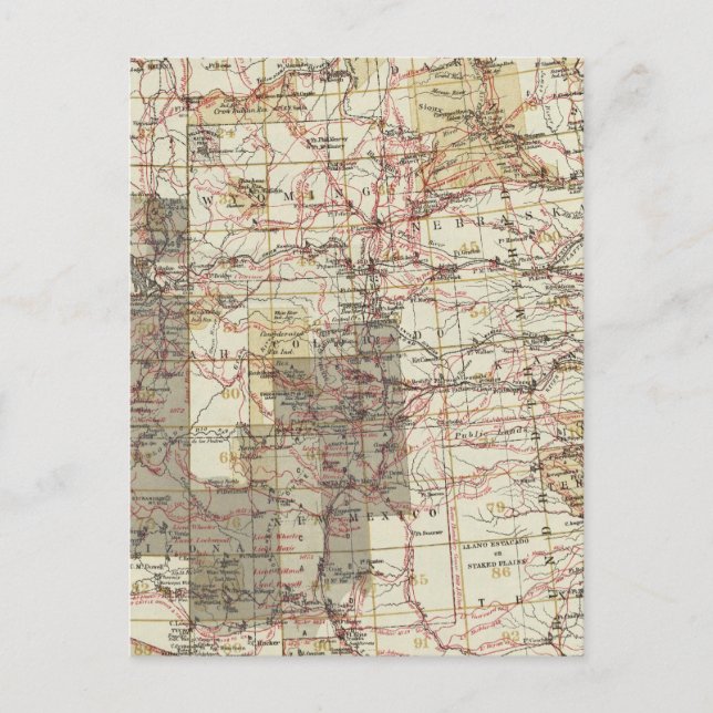 Cartão Postal Mapa de progresso de 1878 dos Inquéritos Geográfic (Frente)