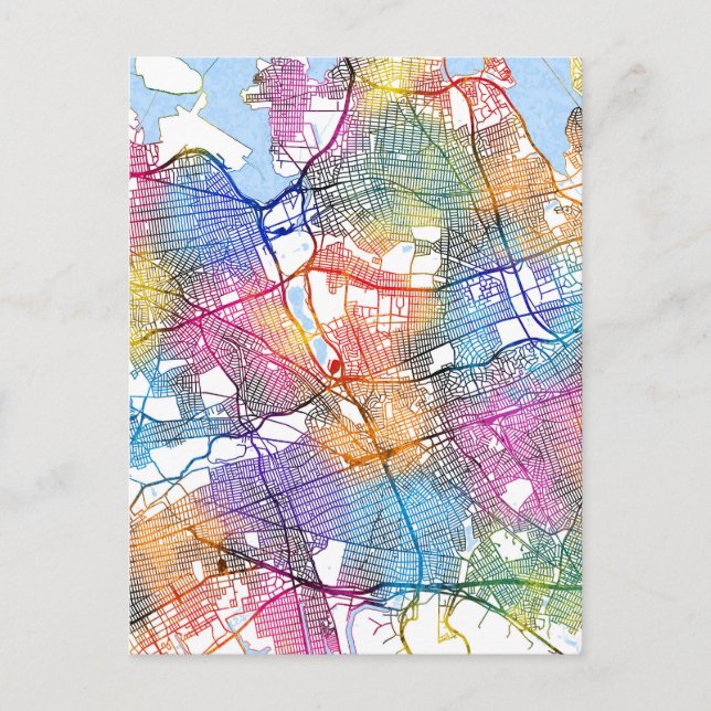 Cartão Postal Mapa de Queens Nova York (Frente)